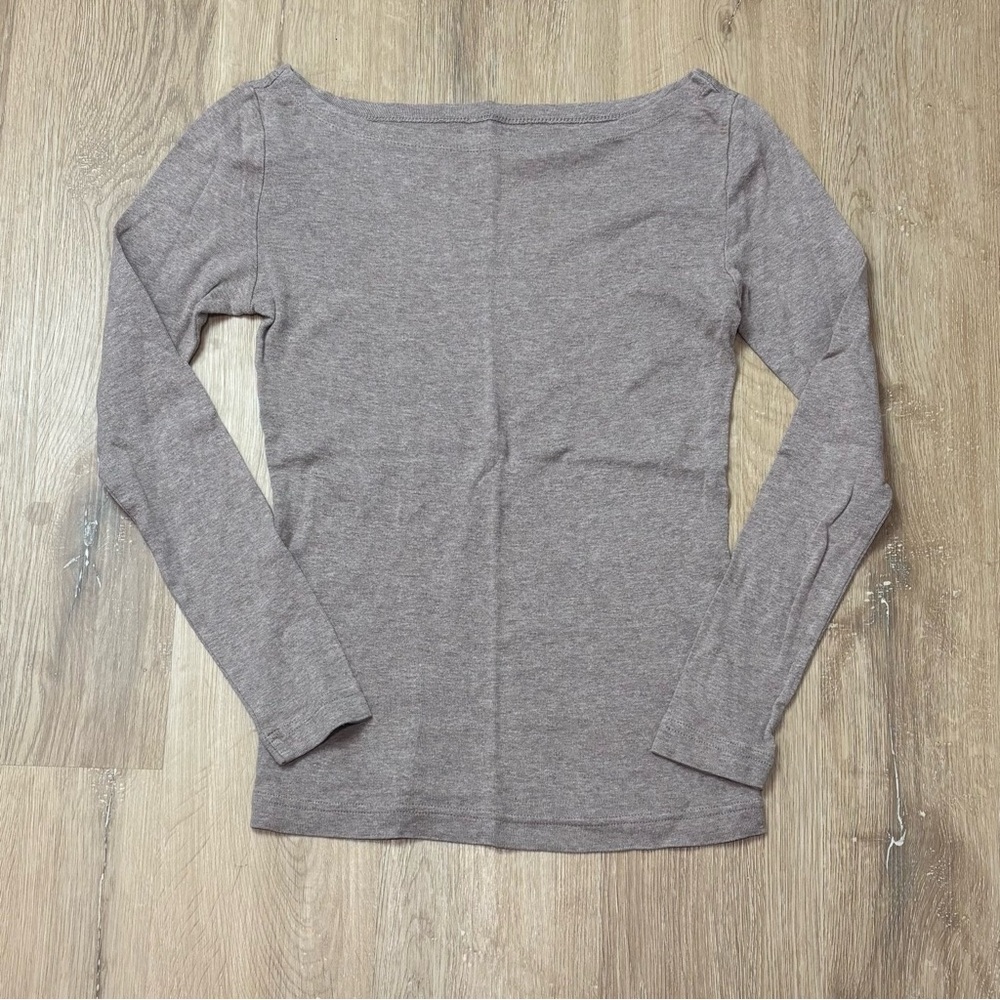 Gap Favorite Boat Neck Long Sleeve Oatmeal Tan Shirt Top Xsmall